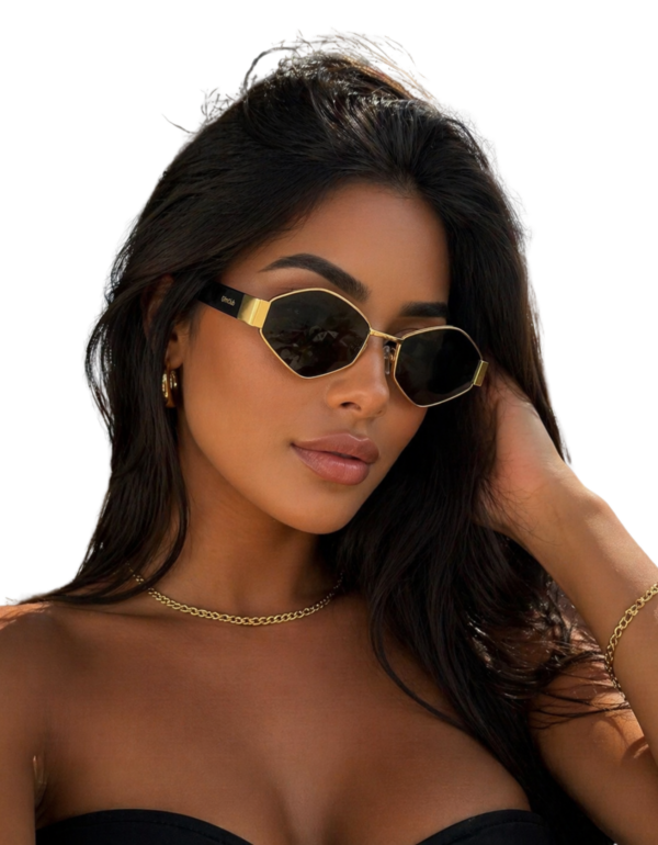 Óculos de sol feminino gfmclub milano uv400 preto com dourado
