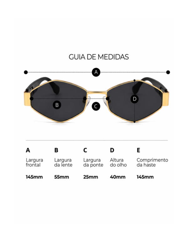 Óculos de sol feminino gfmclub milano uv400 preto com dourado