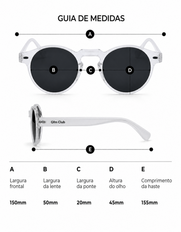 Óculos de sol ibiza gfmclub – proteção uv400 premium transparente