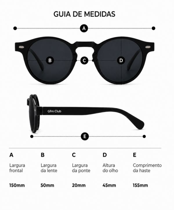 Óculos de sol ibiza gfmclub – proteção uv400 premium preto