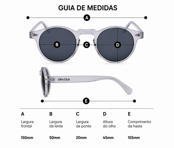 Óculos de sol ibiza gfmclub – proteção uv400 premium preto transparente